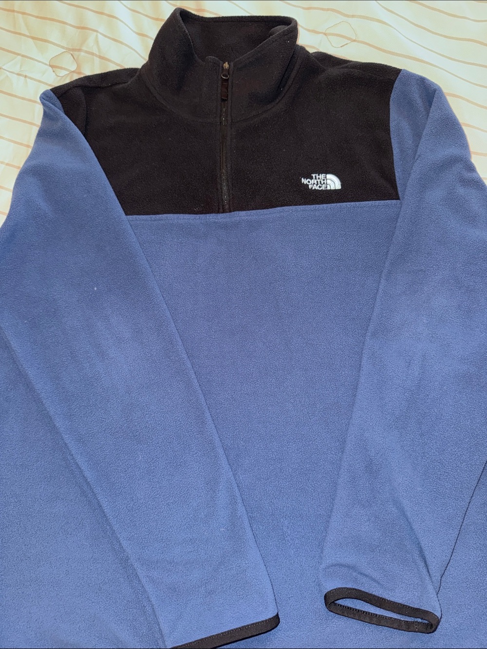 The North Face Men’s Black and Blue Half-Zip Fleece Pullover